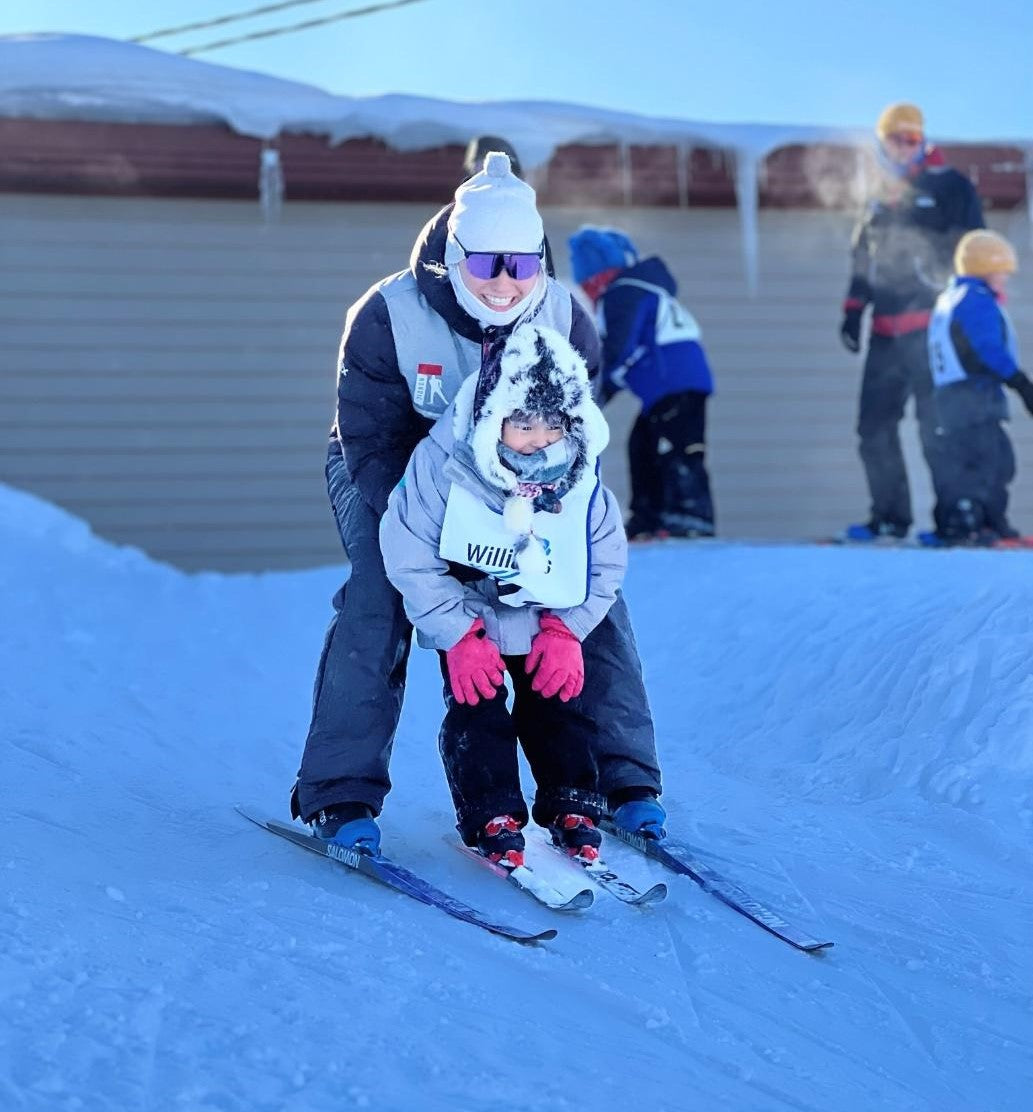 Hannah skis in a small village north of the artic circle