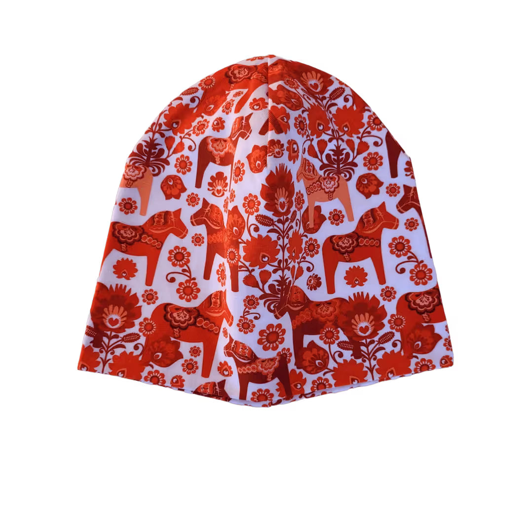 Mossverkstan Beanie Cotton Dala Horse Red