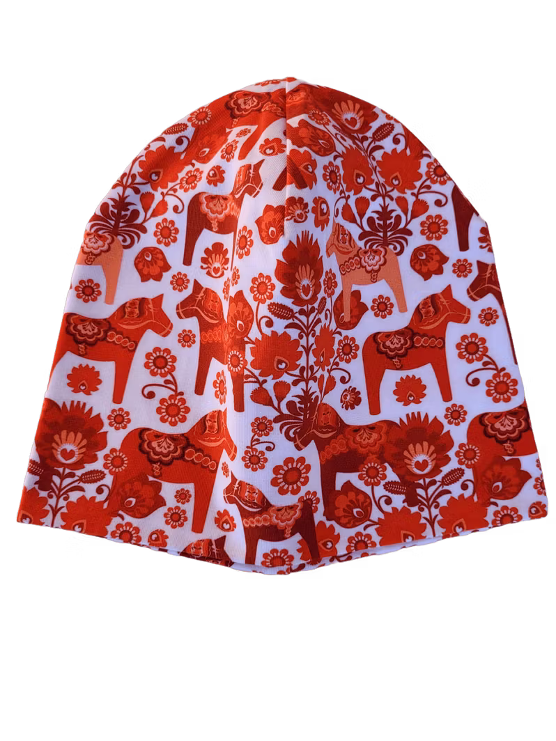 Mossverkstan Beanie Cotton Dala Horse Red